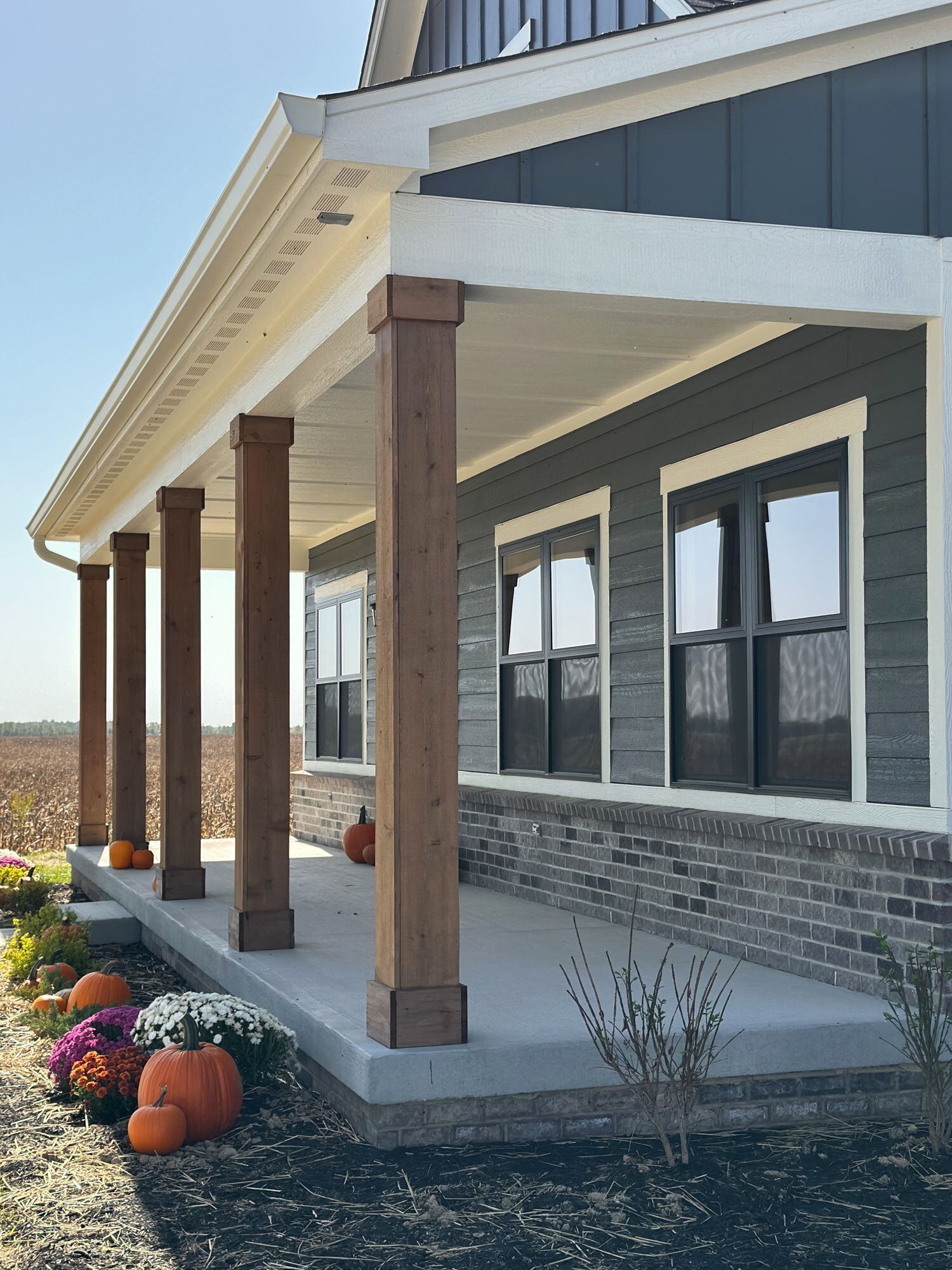 Close up of covered front porch