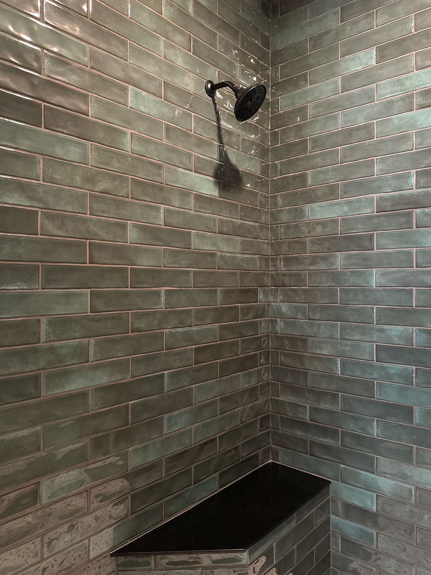 Black and white tile for the floor of the shower - stunning!